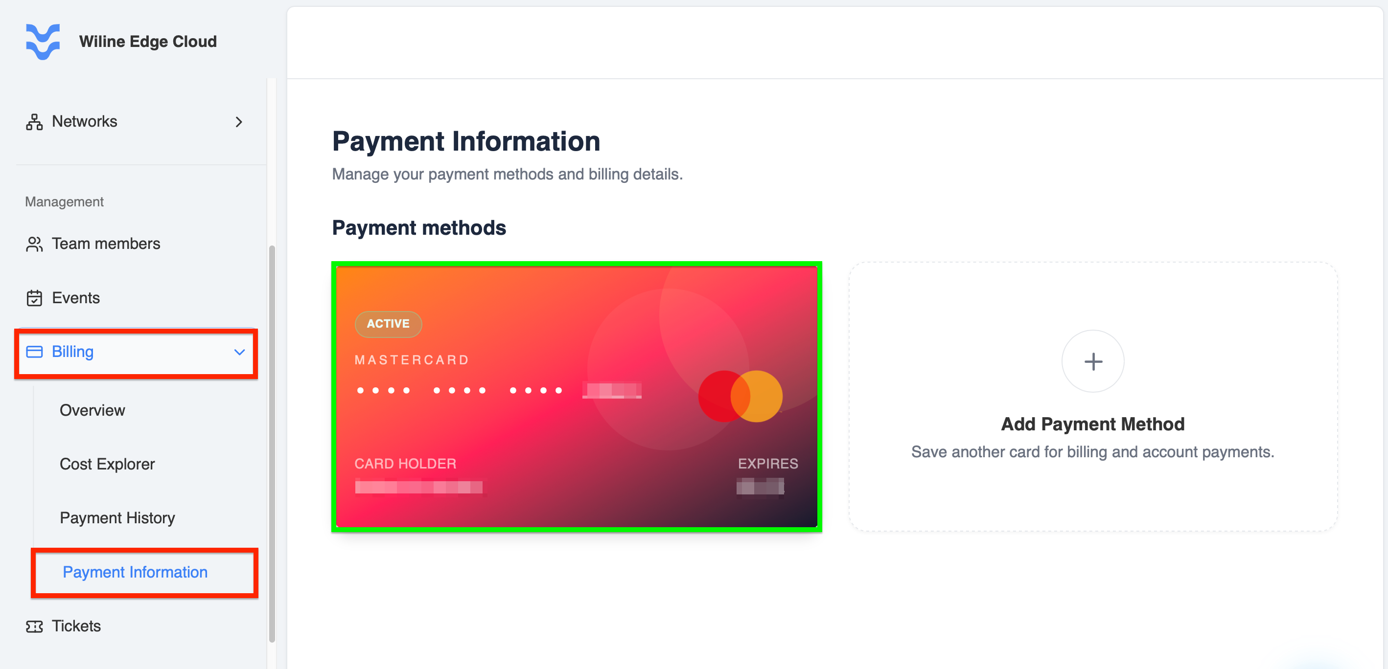 Current payment method