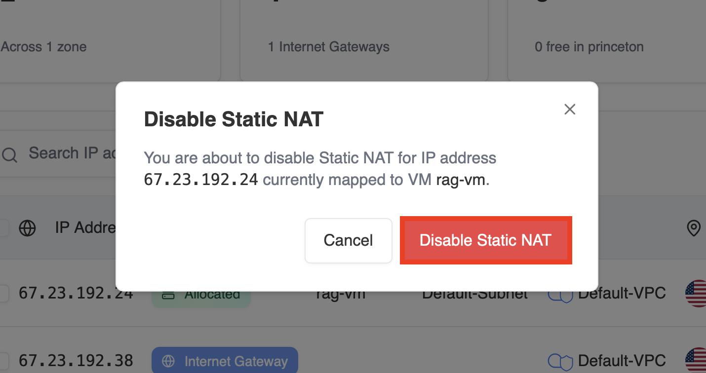 Detach IP confirmation