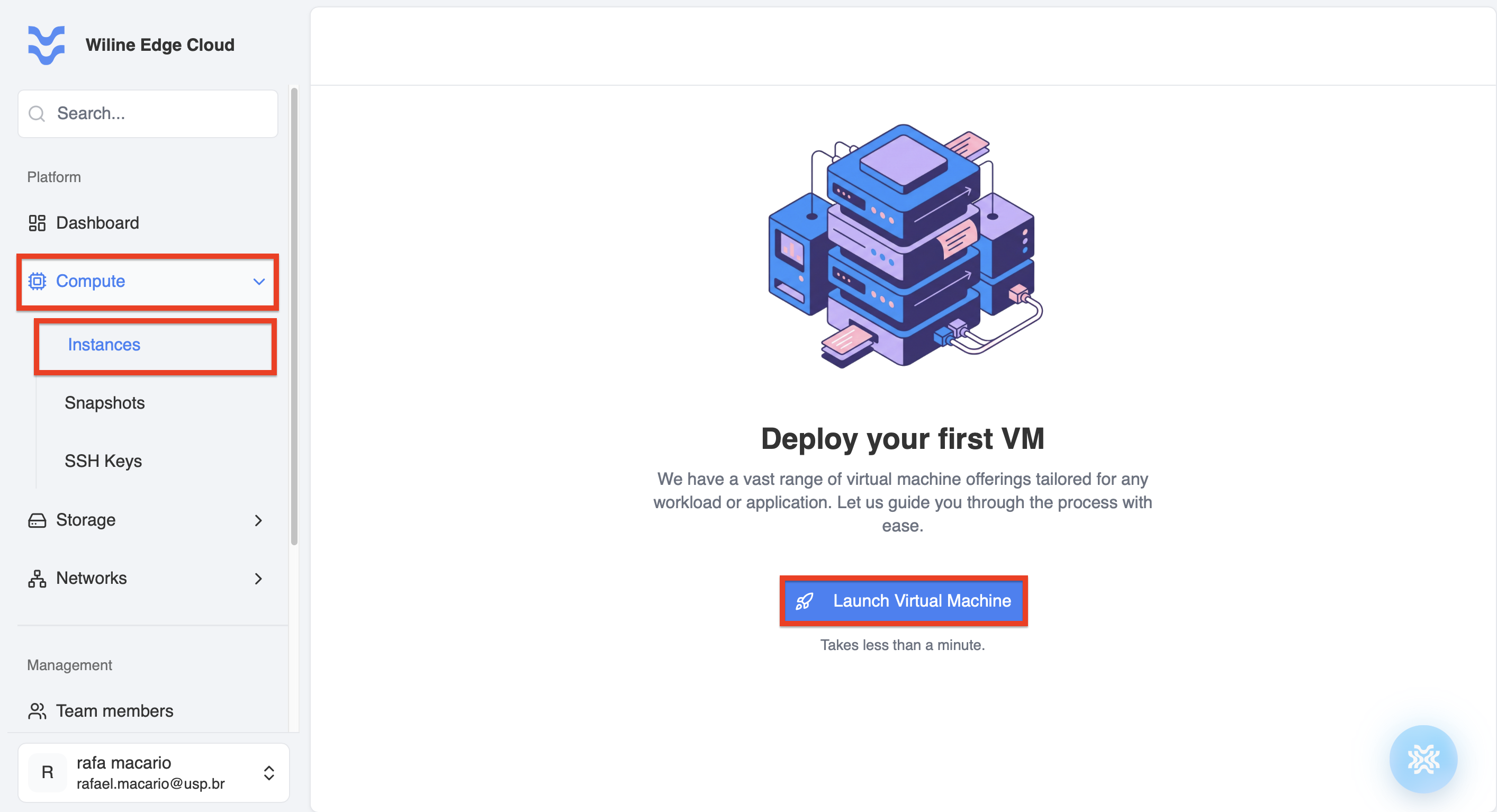 Launch VM button