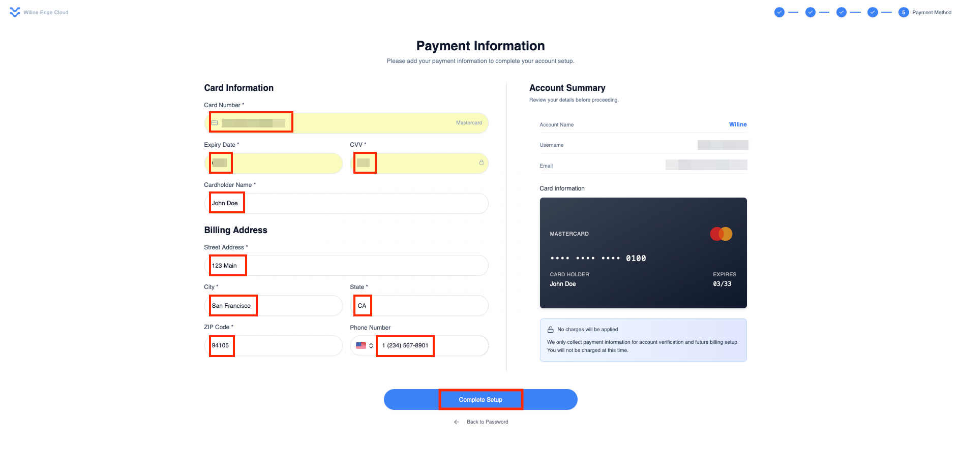 Payment information