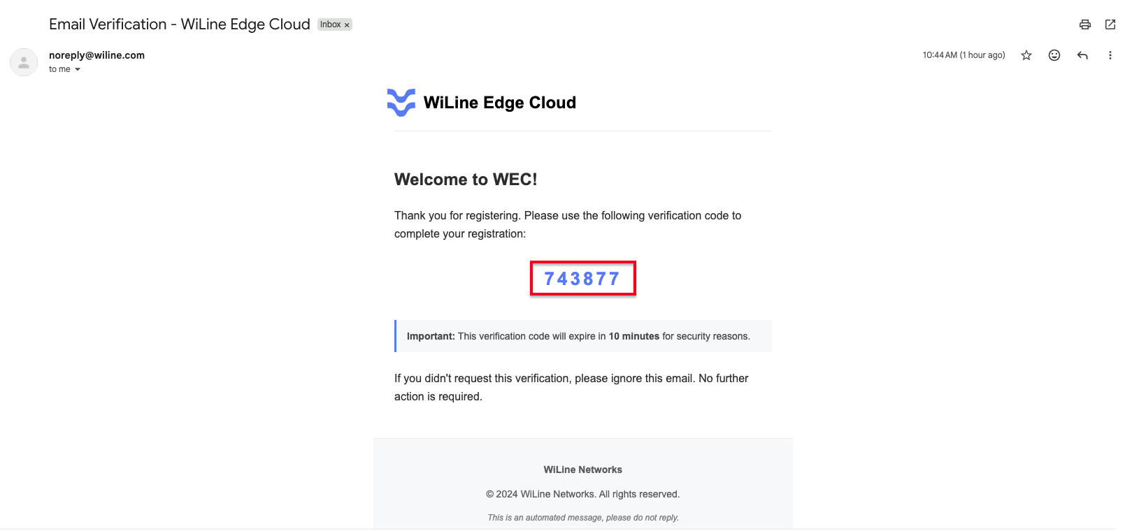 Verification email