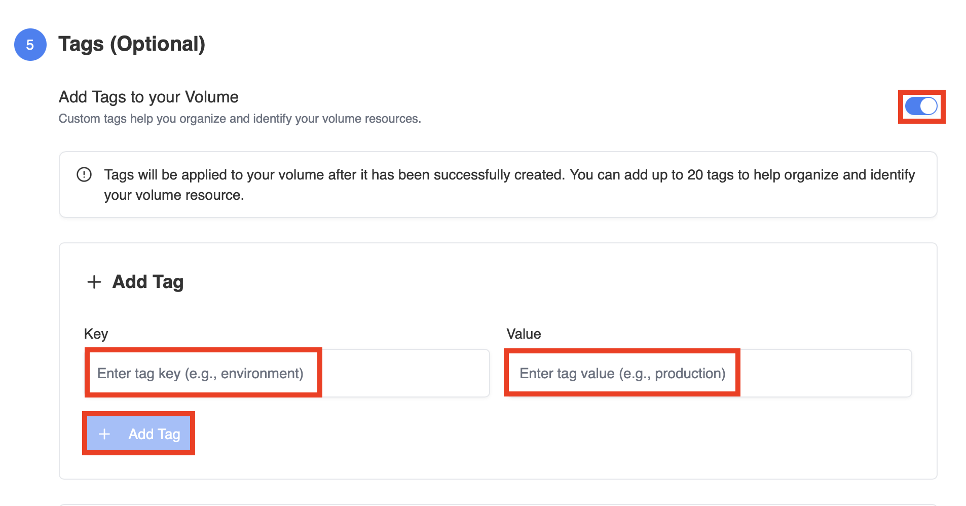 Volume tags